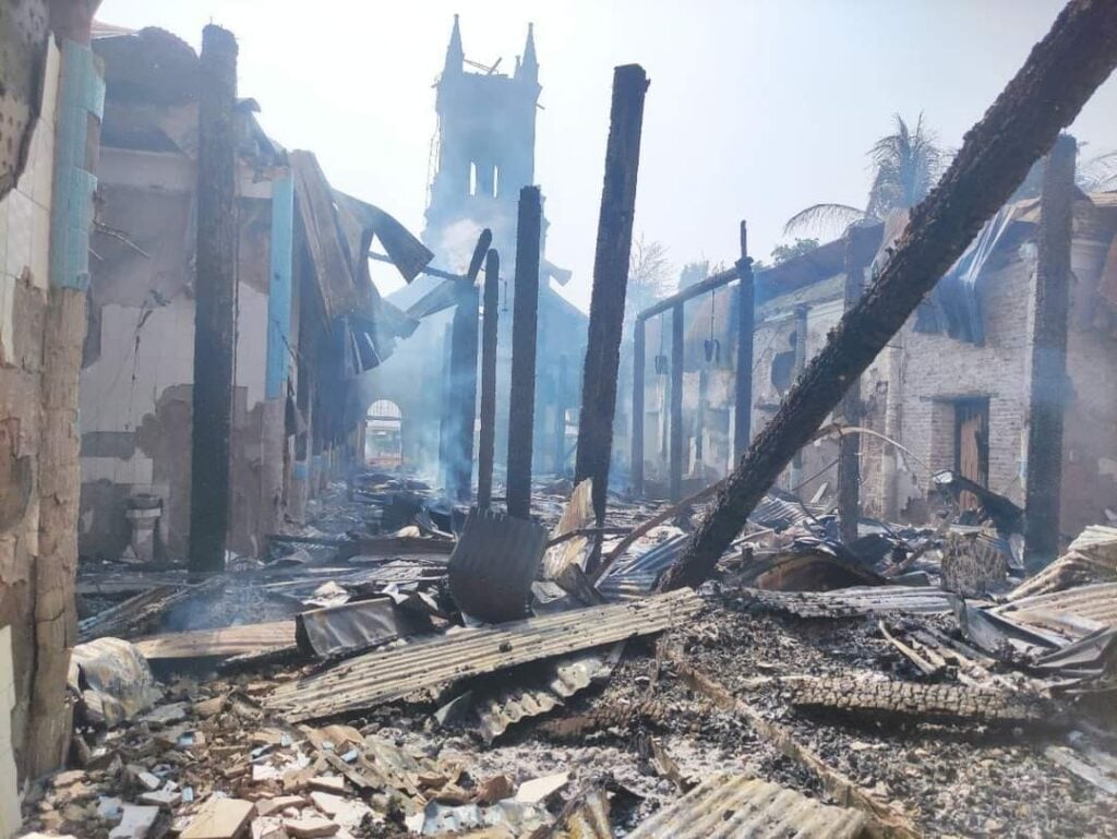 One of the oldest burmese catholic parish churches 1894 was destroyed by the burmese army © radio veritas mandalay myanmar